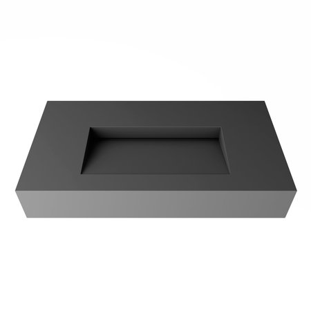 Castello Usa Pyramid 36” Solid Surface Wall-Mounted Bathroom Sink in Gray with No Faucet Hole CB-GM-2053-36-G-NH